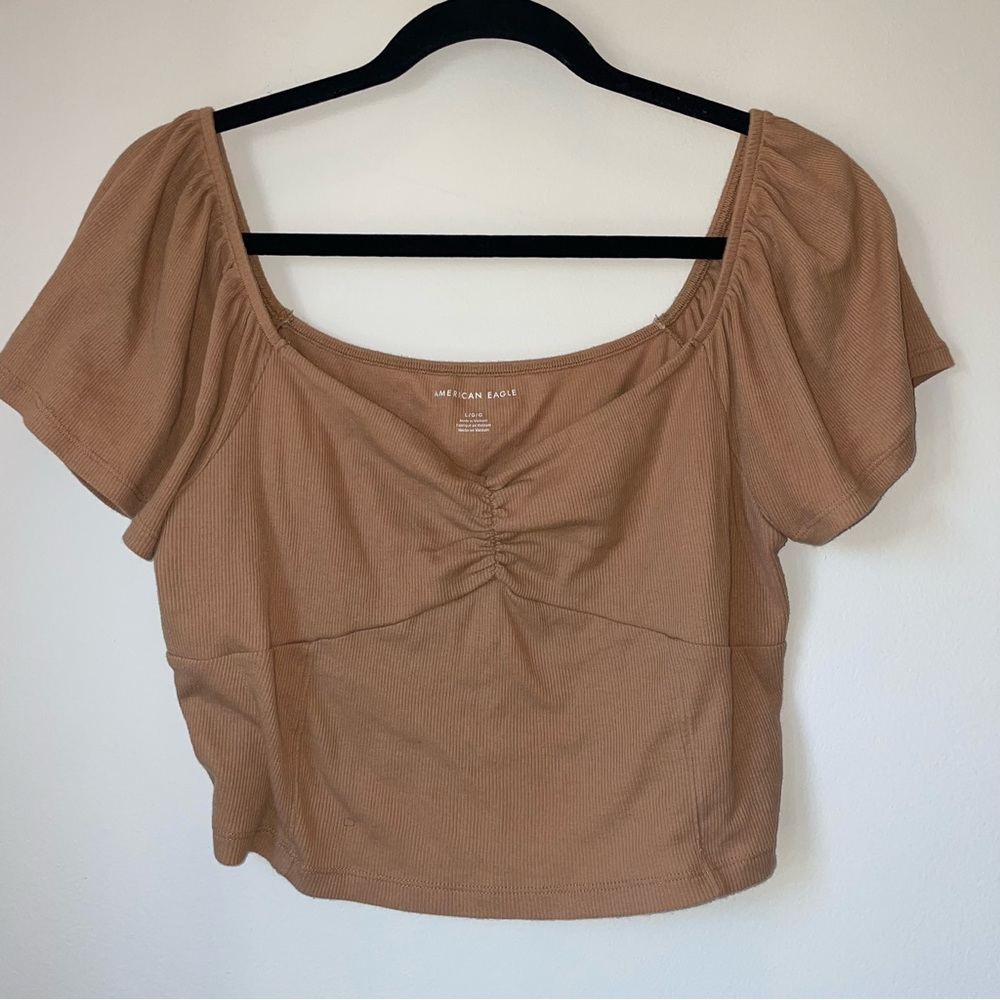 American Eagle Outfitters Brown Ribbed Top